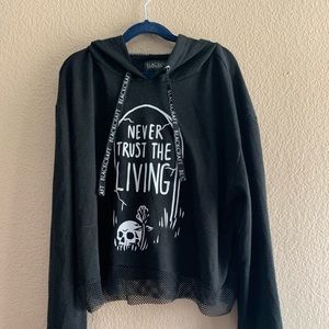 BlackCraft Mesh Cropped Hooded Long Sleeve